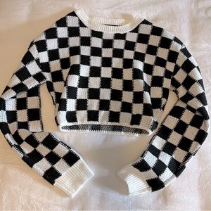 NBW checkered cropped sweater